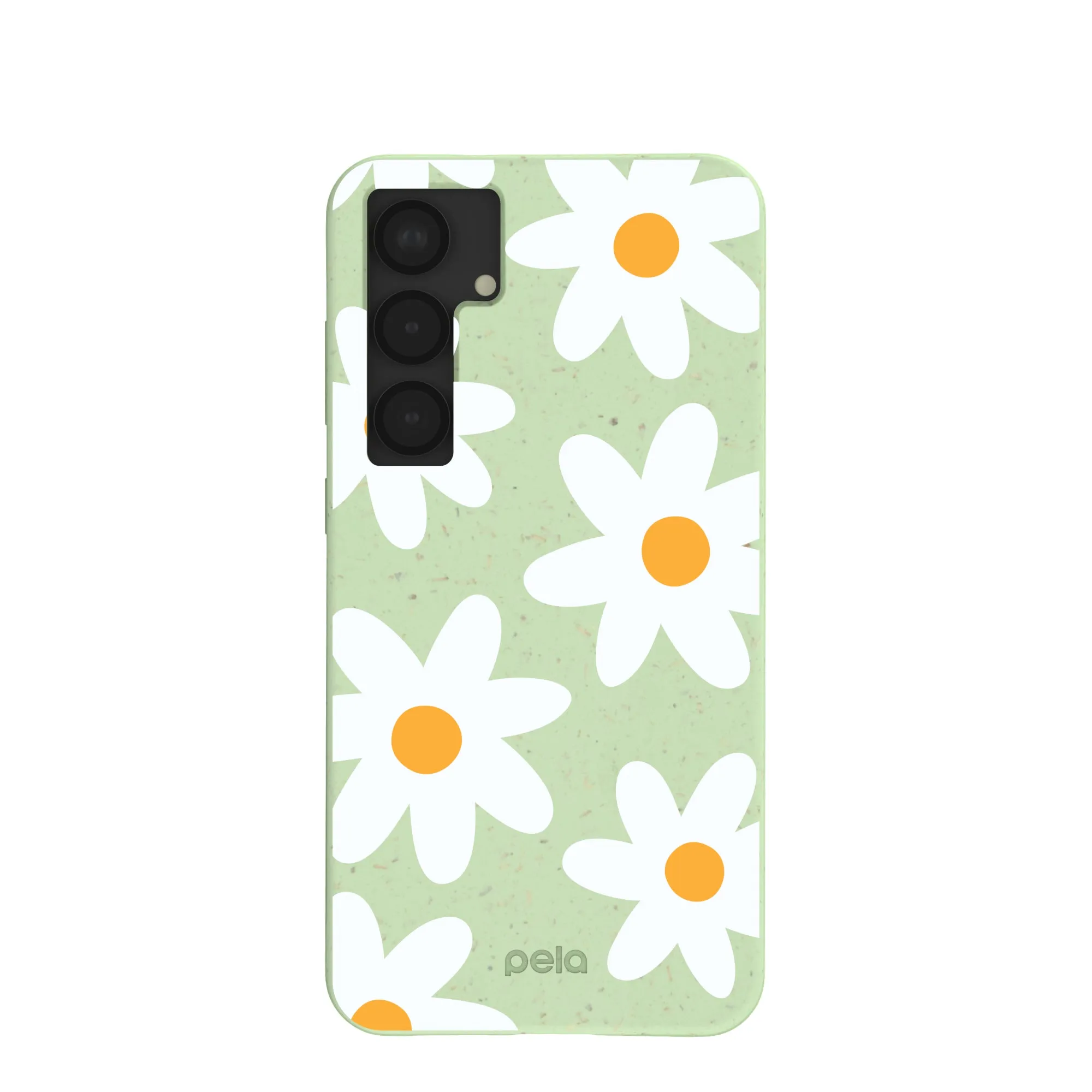 Matte Look Shock Frame Sage Green Daisy Samsung Galaxy S25 (Plus) Case