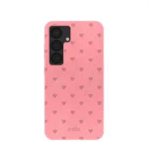 Bubblegum Pink Hearts Samsung Galaxy S25 Case Flexible structure Color Gradient