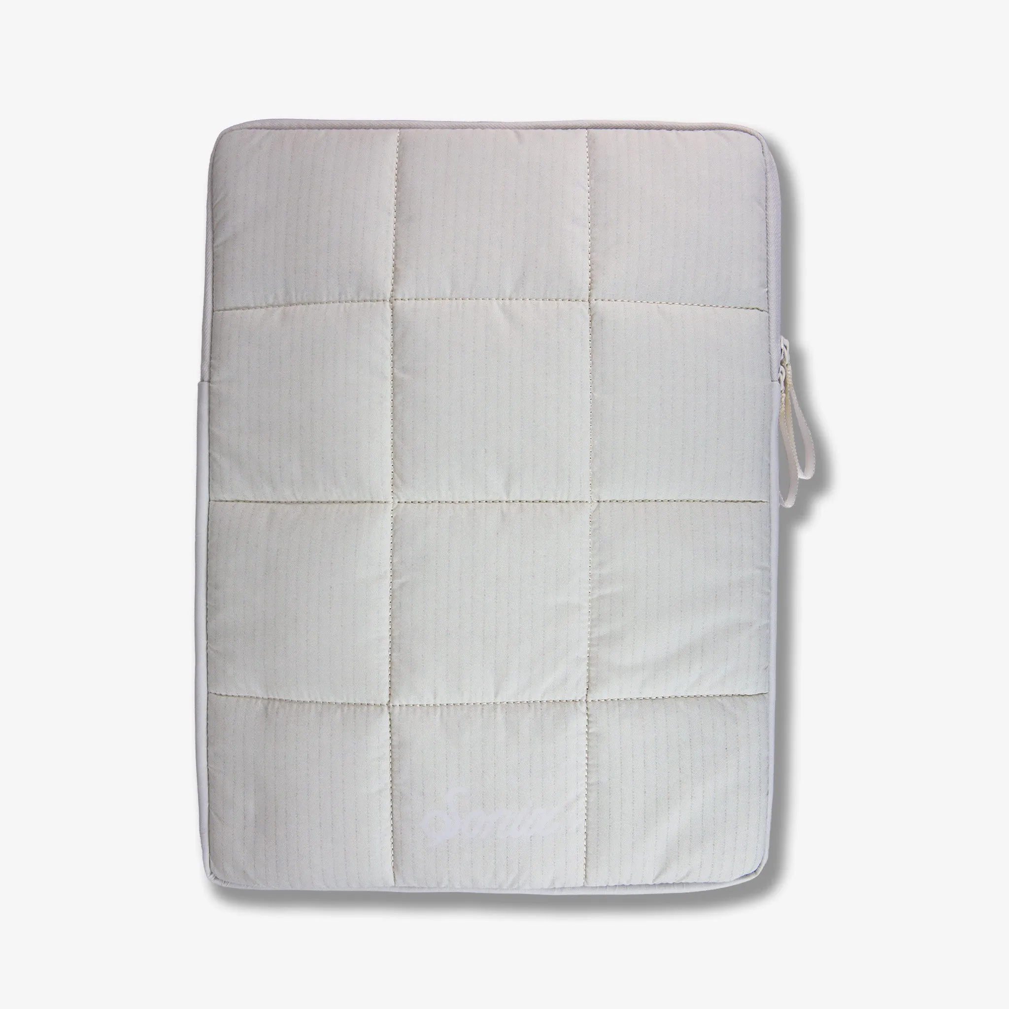 Puffy Laptop Sleeve - Ivory Corduroy elegant portable sleeve secure corner guards