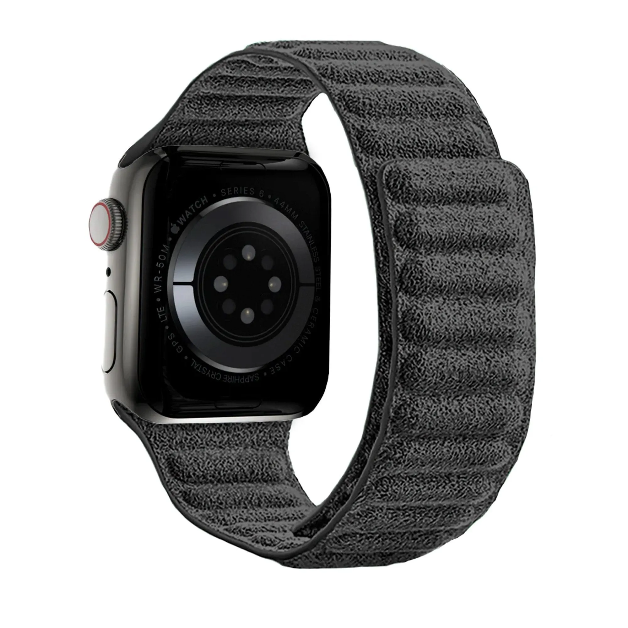 Lightweight Band Vegan Leather Apple Watch Alcantara Strap (Black)