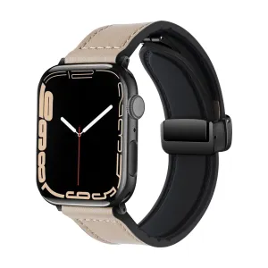 Fashion Accessory Stylish Comfort Apple Watch D-Buckle Leather Strap (Beige)