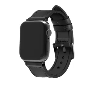 Luxury Everyday Accessory Apple Watch Hybrid Leather Strap with Buckle (Black)