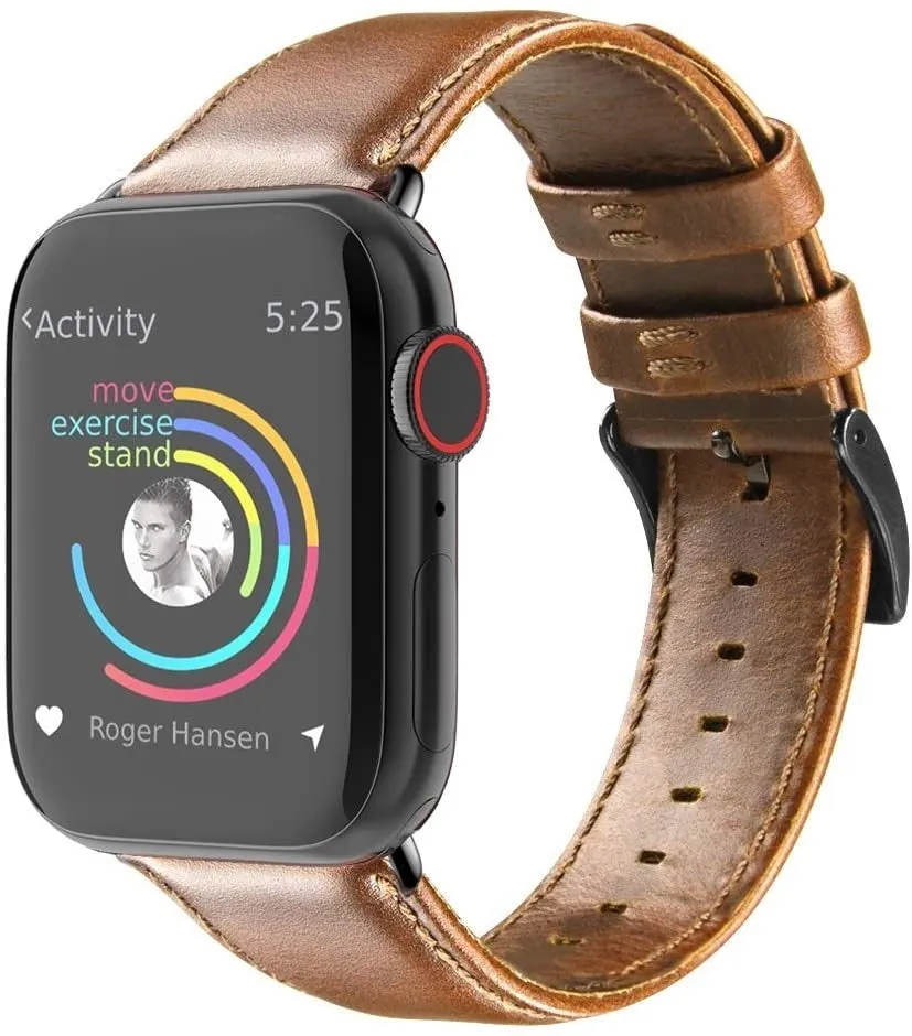 Light Modern Feel Apple Watch Leather Strap (Brown)