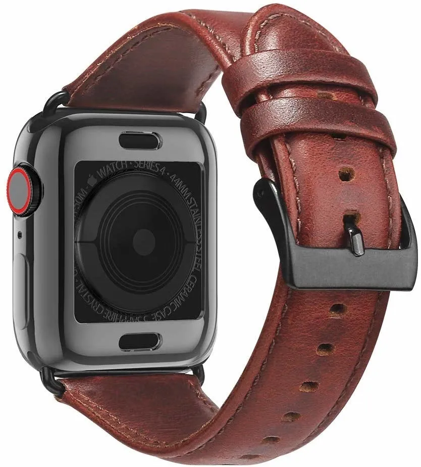 Apple Watch Leather Strap (Red Brown) Active Flexibility Light Durable Material