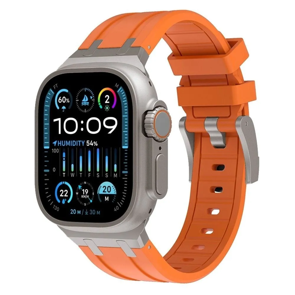 Apple Watch Luxury Liquid Silicone Strap (Orange/Titanium) Luxury Build Fashion Forward