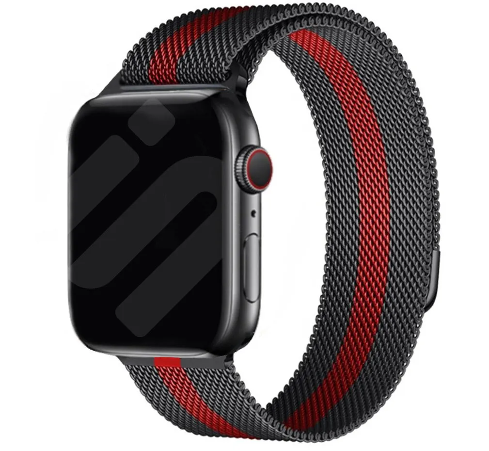 Apple Watch Milanese Strap (Black/Red) Breathable fabric