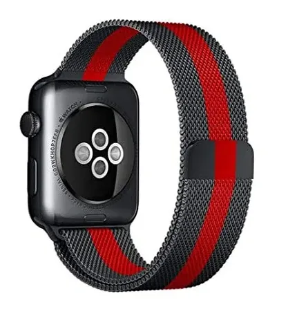 Apple Watch Milanese Strap (Black/Red) Premium Motion Gear Smart Accessory