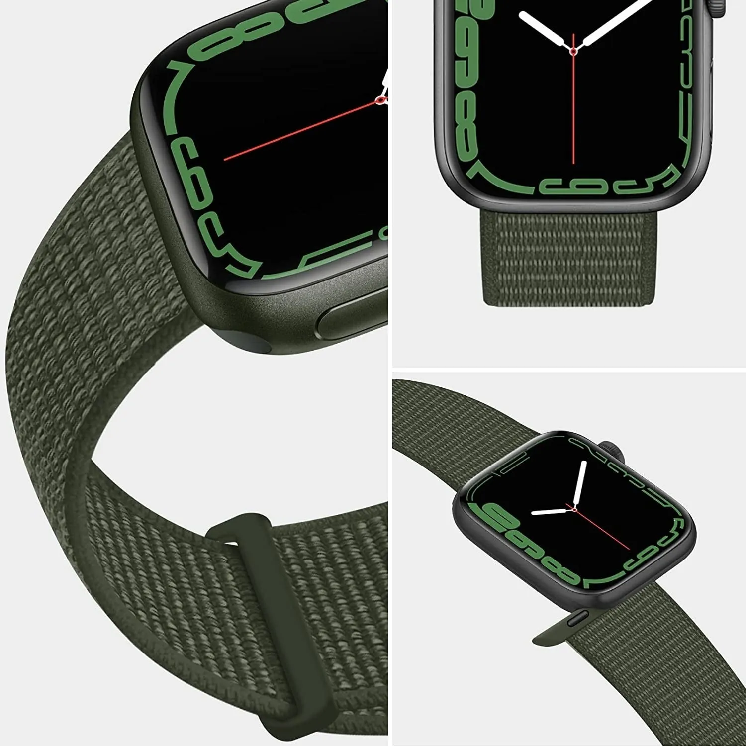 Apple Watch Nylon Loop Strap (Army Green) Smooth Fit