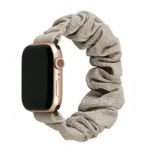 Daily Comfort Fit Comfort Fashion Look Apple Watch Scrunchie Strap (Shiny Beige)