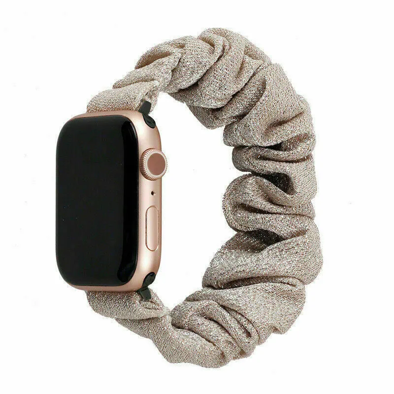 Daily Comfort Fit Comfort Fashion Look Apple Watch Scrunchie Strap (Shiny Beige)