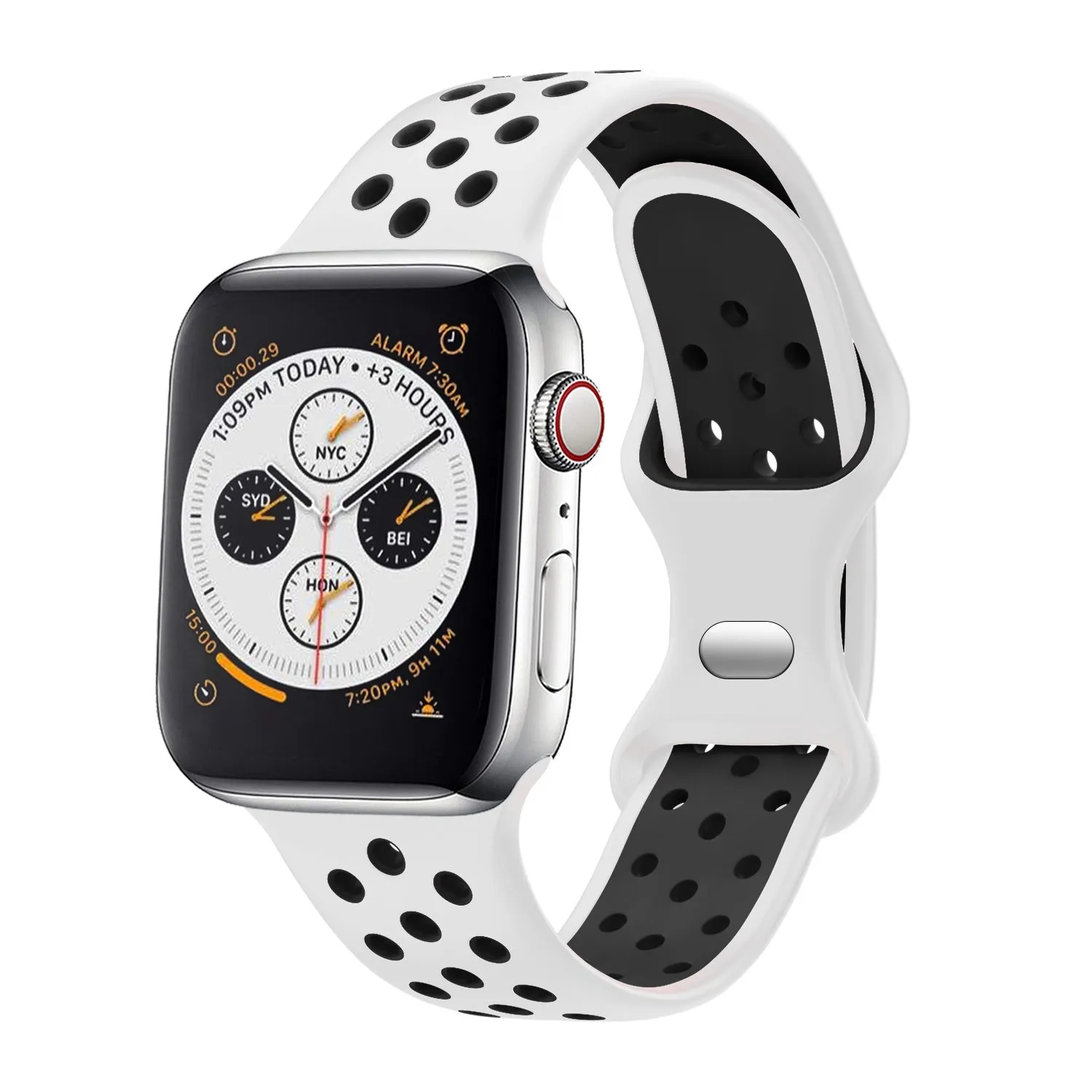 Apple Watch Sport Strap Classic (White/Black) Elegant Comfort Design Luxury Durable Design