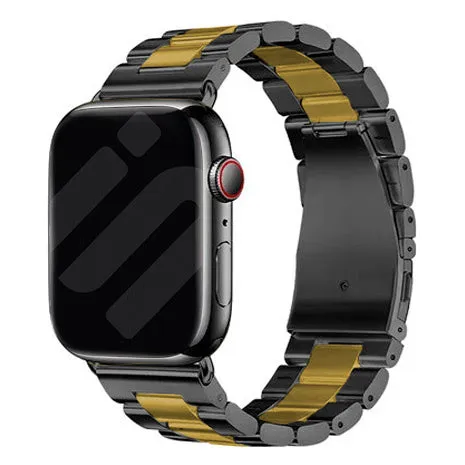 Apple Watch Steel Strap (Black/Gold) Classic Look Design Stylish Performance Gear