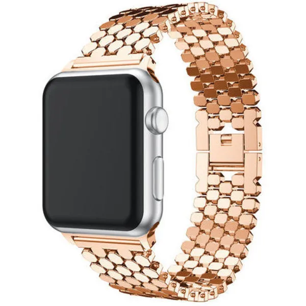 Everyday Use Breathable Design Apple Watch Steel Strap Hexagons (Rose Gold)