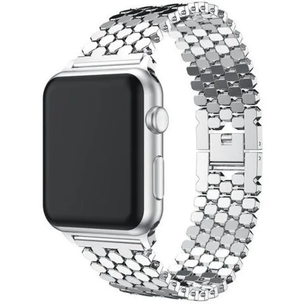 Apple Watch Steel Strap Hexagons (Silver) Active Motion Design Stylish Classic Fit
