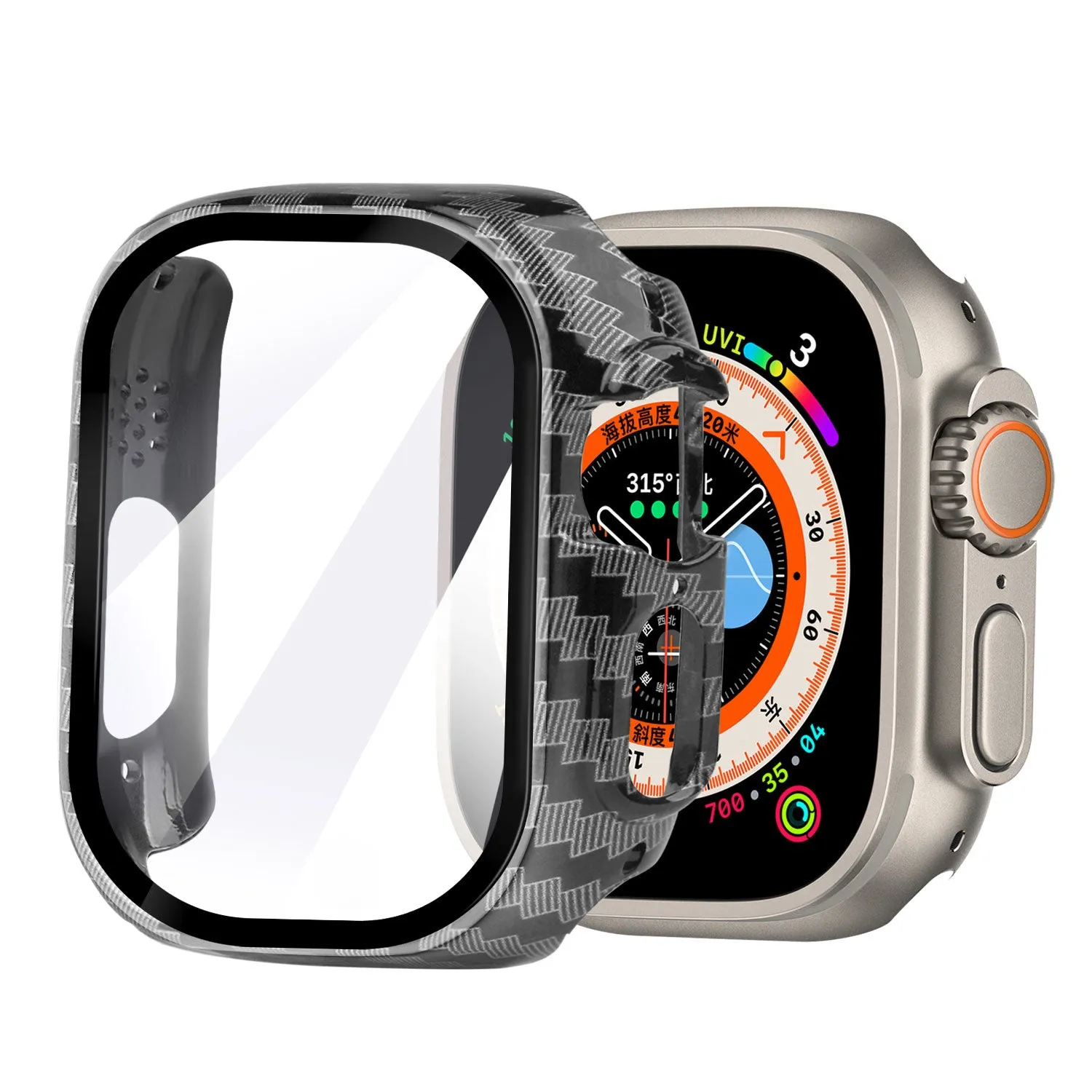 Apple Watch Ultra Hardcase with Glass 49mm (Carbon Fibre) Rugged Armor Guarding