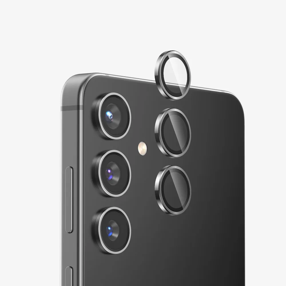 Screen Layer FLOLAB NanoArmour for Samsung Galaxy S24 Camera Lens Protector, Tempered Glass, Aluminum Camera Ring, Anti Reflective TruColors Crystal Clear