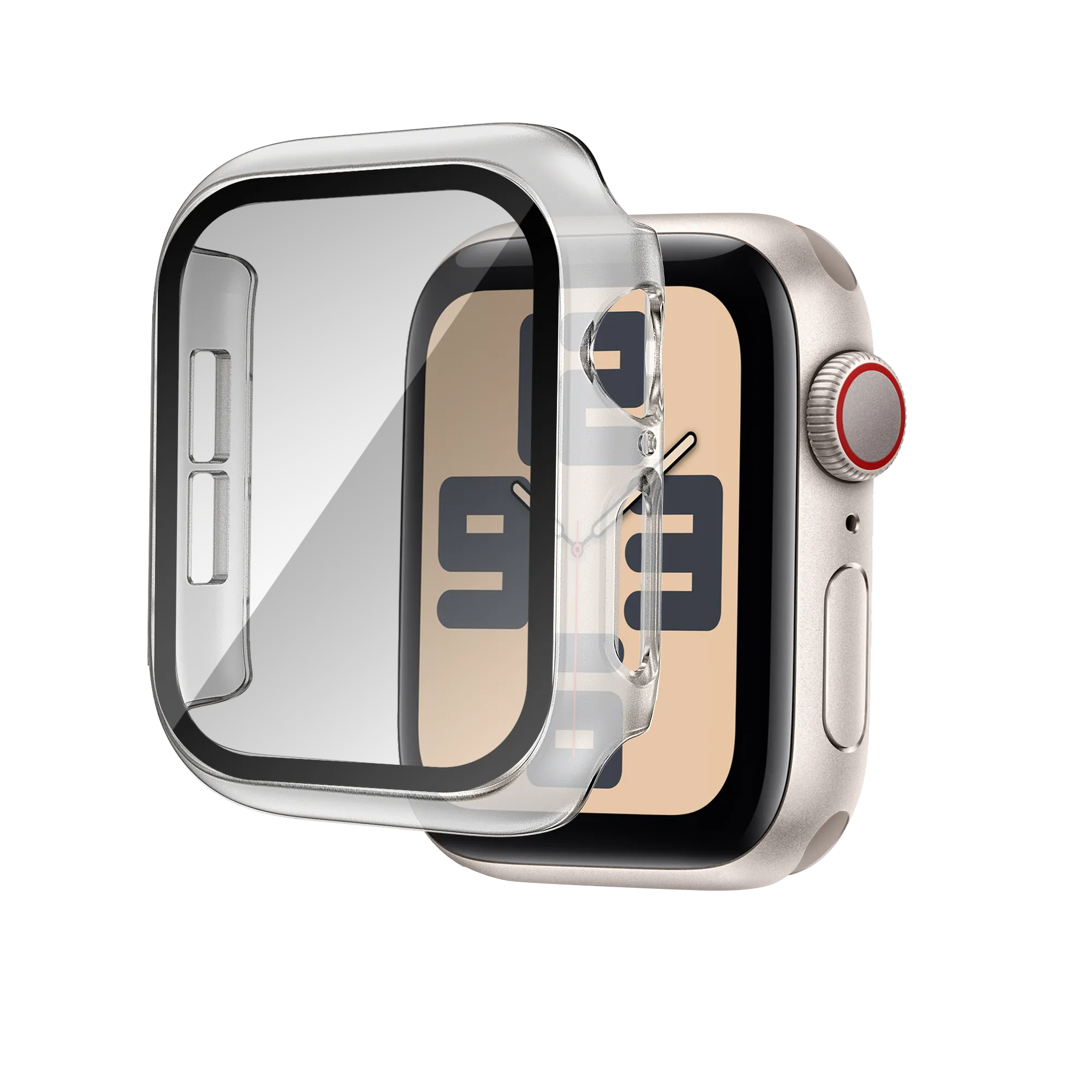 Hybrid Armor Layer Workout Frame Bandz Apple Watch 10 - 46mm PC Case with Glass (Transparent)