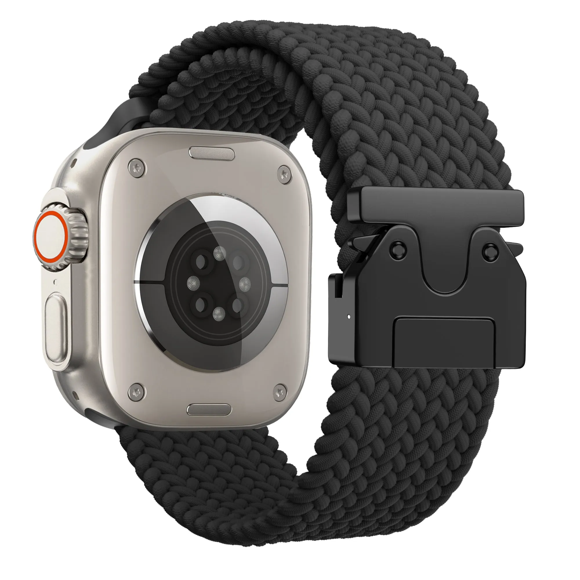 Bandz Apple Watch Braided Nylon Strap with P-Buckle (Black) Rugged Comfort Style