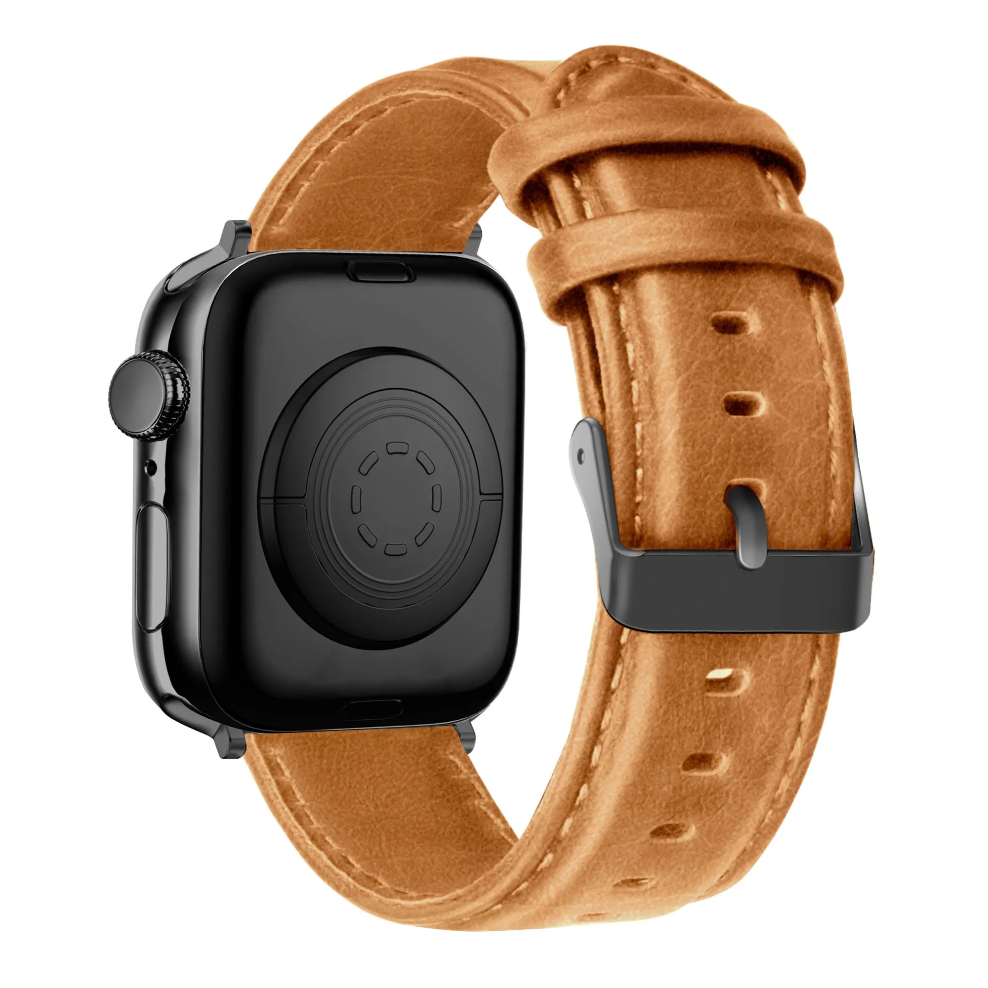 Bandz Apple Watch Genuine Leather Strap (Brown) Adjustable Fit Color Variety