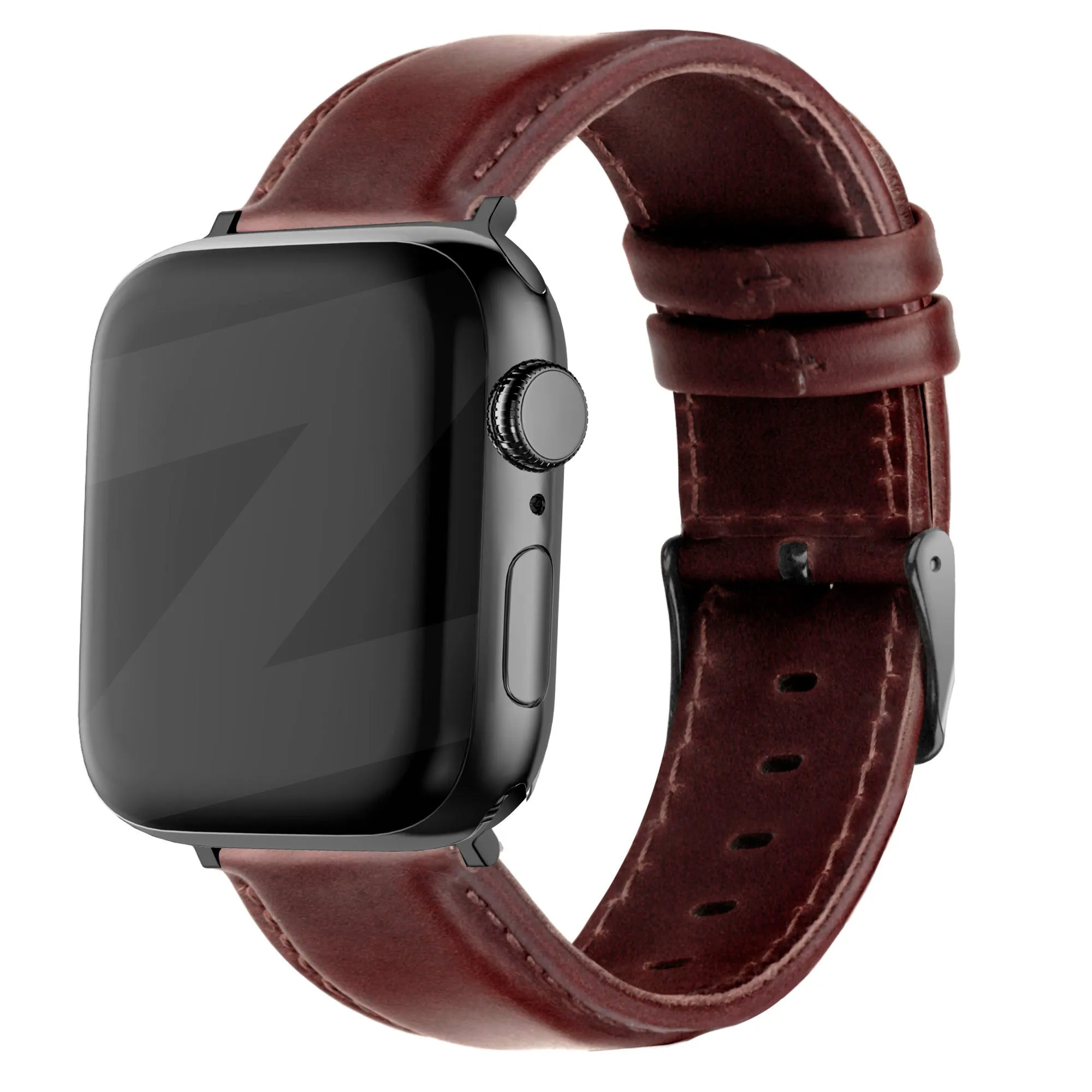 Scratch Resistant Modern Utility Look Bandz Apple Watch Genuine Leather Strap (Dark Brown)