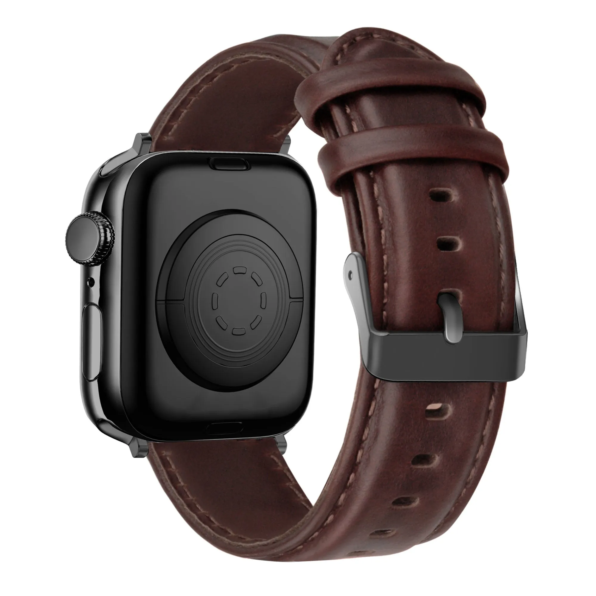Bandz Apple Watch Genuine Leather Strap (Dark Brown) All Purpose Comfort Versatile Outdoor Style
