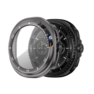 Bandz Samsung Galaxy Watch 8 Classic Bezel Cover with Glass (Titanium Grey/White) Smart Fit Screen Guarding