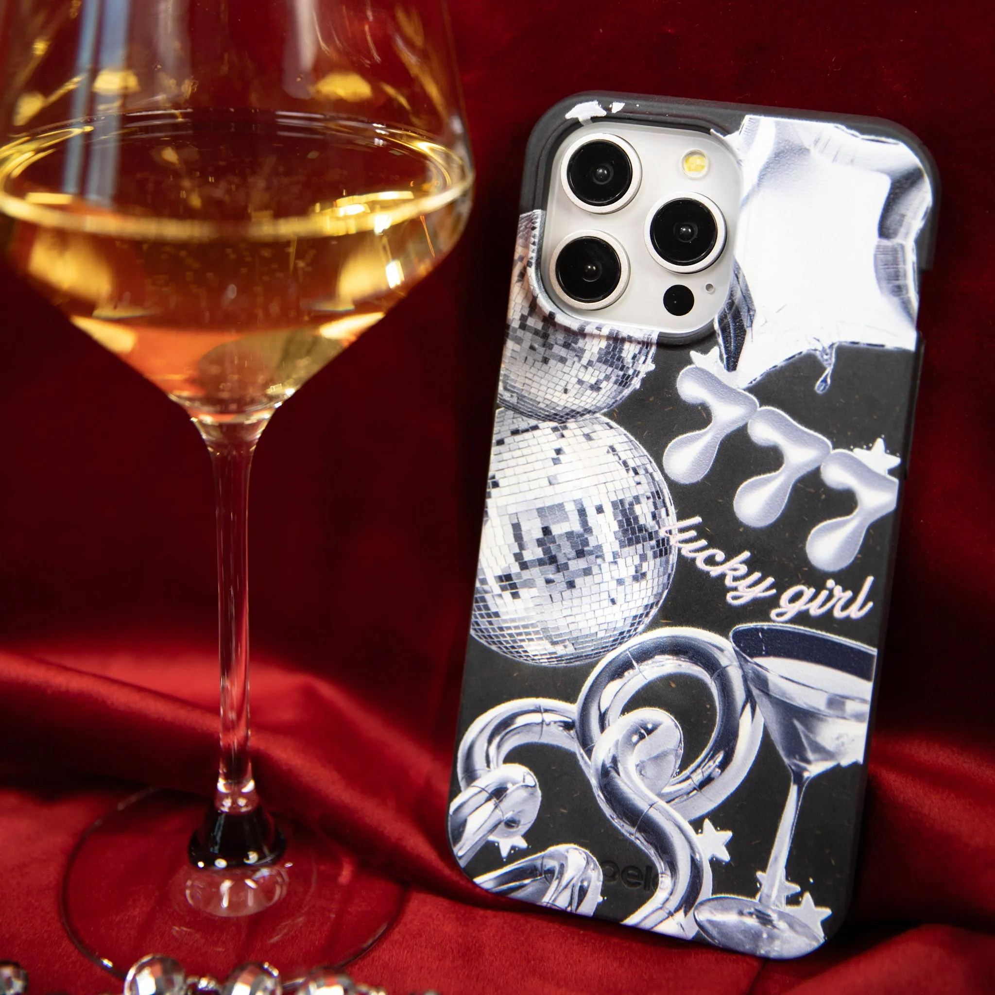 Black Cosmic Luck iPhone Air Case Soft Build Texture