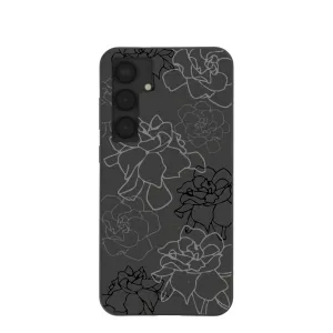 Black Gardenia Lines Samsung Galaxy S25 (Plus) Case Stylish Touch Shockproof Frame