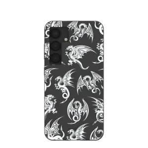 Black Mythical Dragons Samsung Galaxy S25 Case Full Coverage Durable Texture Layer
