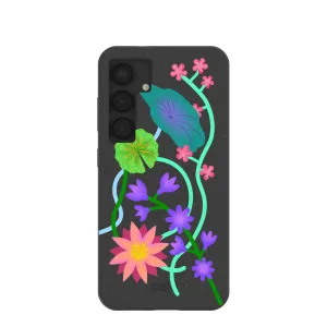 Black Neon Garden Samsung Galaxy S25 Case Modern Design Enhanced Durability
