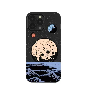 Soft Surface Light Touch Black Retro Moon iPhone 13 Pro Max Case