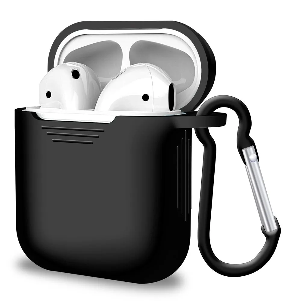Black Silicone Airpods Case for Airpods 1st and 2nd Gen soft flexible commuter airpods protector