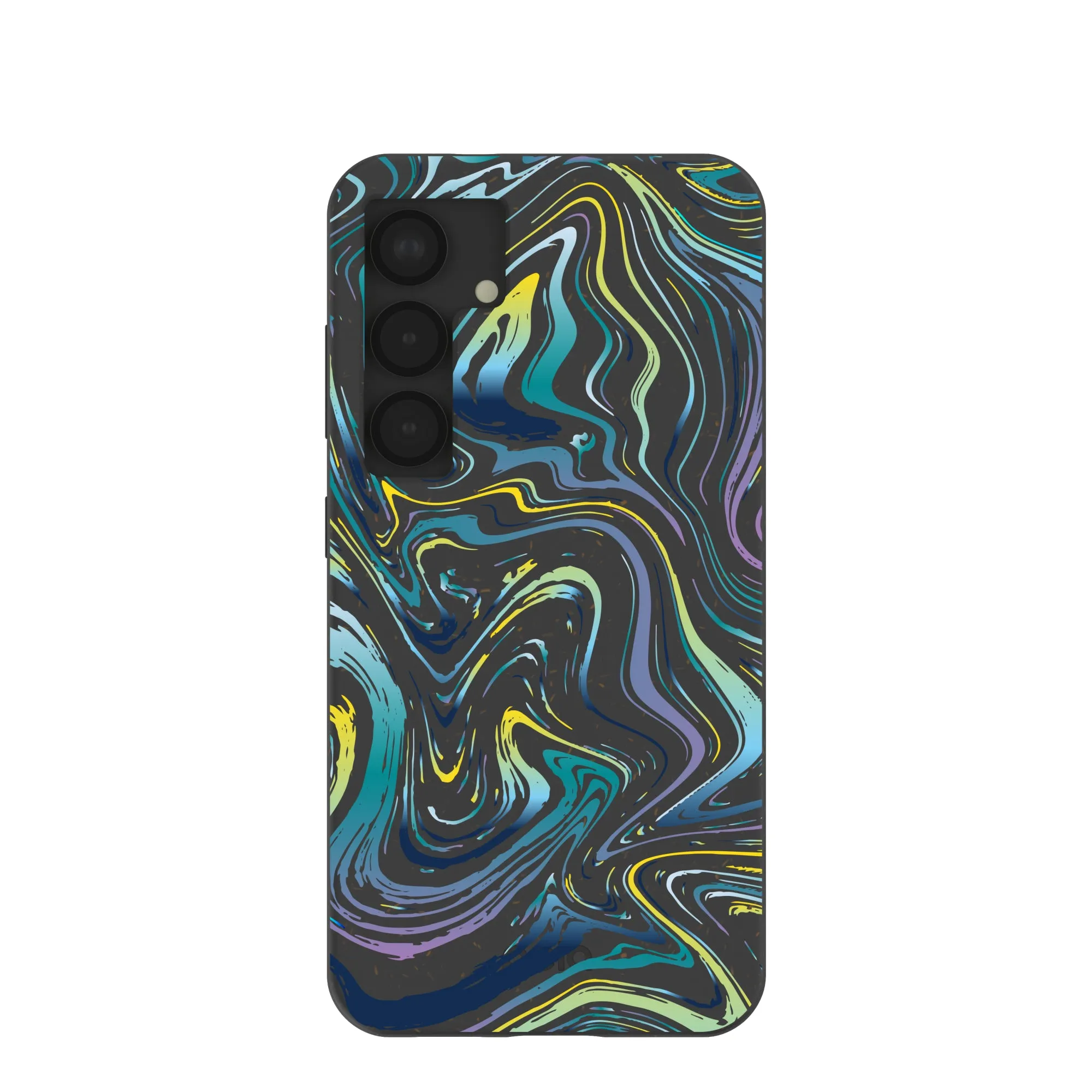 Black Space Waves Samsung Galaxy S25 Case Classic Finish