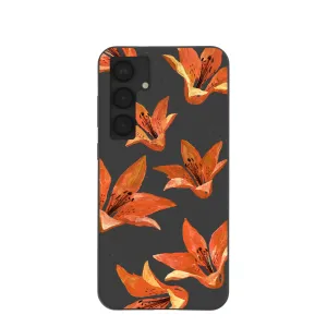 Minimal Texture Black Tiger Lily Samsung Galaxy S25 (Plus) Case