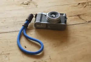 Blue Camera Wrist Strap ?C Handmade Climbing Rope & Leather Safety Strap