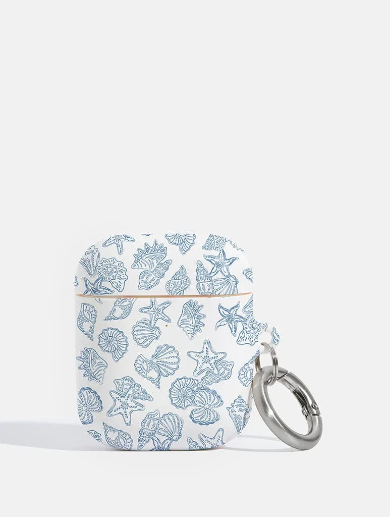stylish modern design sleek portable airpods cover Blue Sea Shells AirPods Case