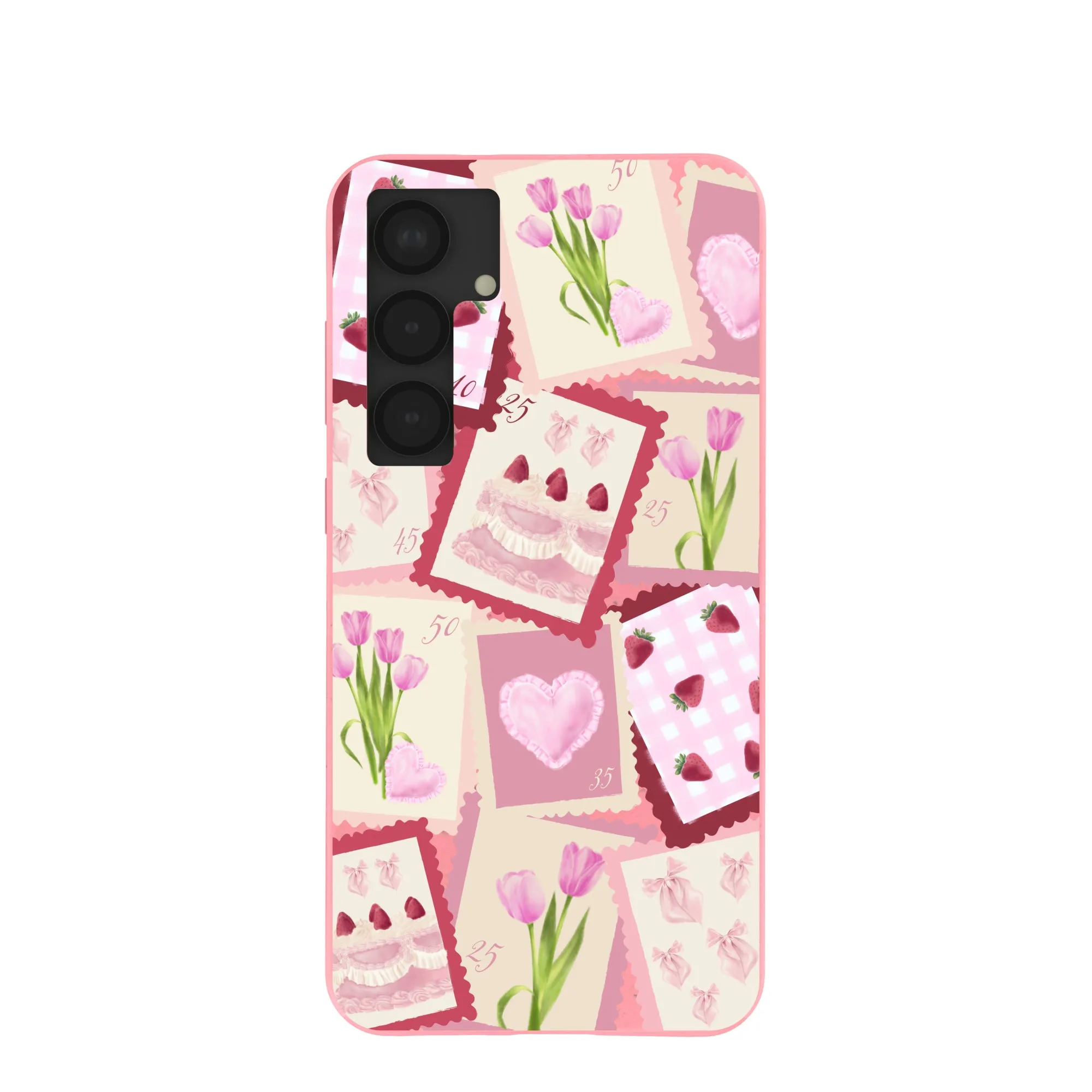 Bubblegum Pink Love Letters Samsung Galaxy S25 (Plus) Case Hybrid Texture Layer