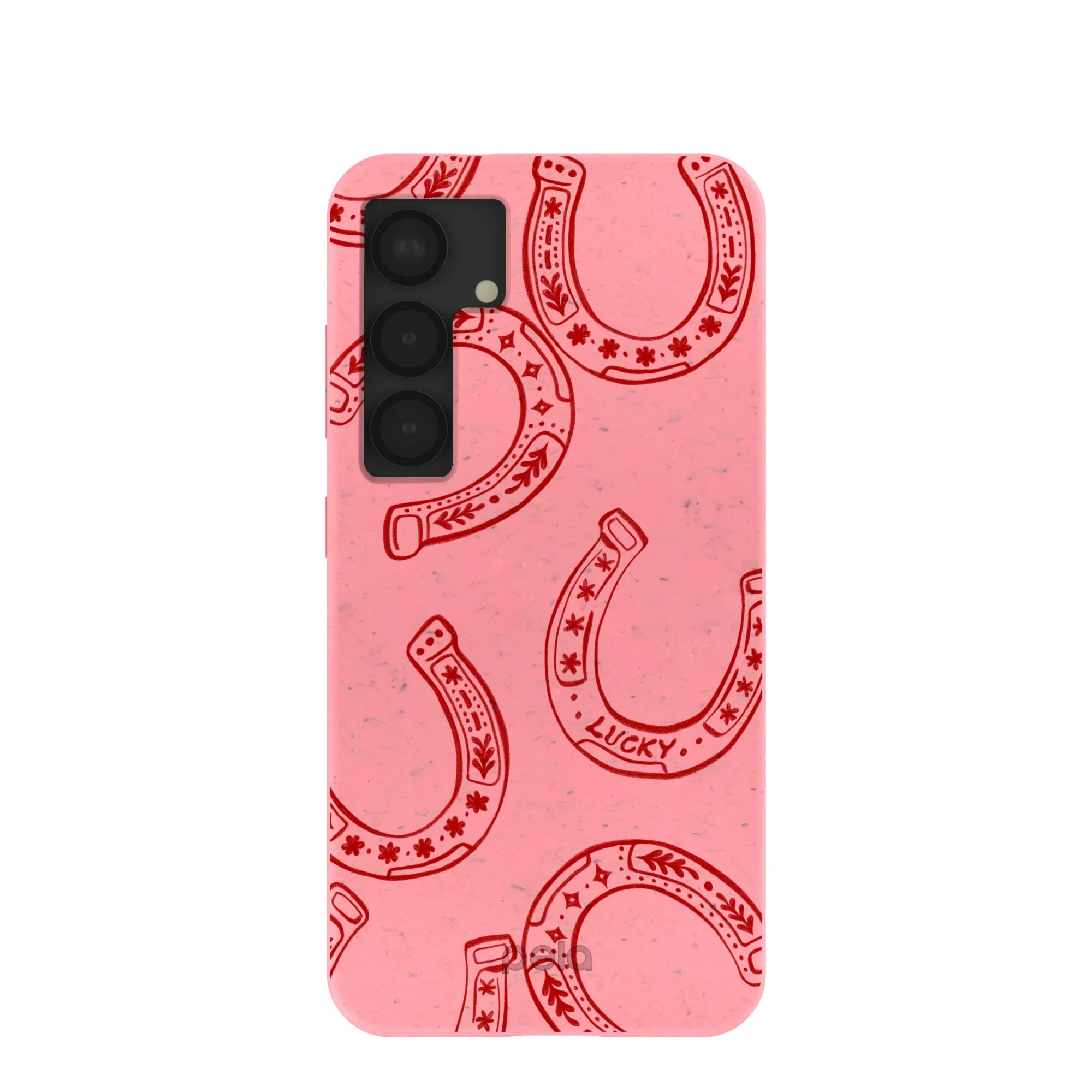 Matte Coating Finish Stylish Shape Bubblegum Pink Lucky Horseshoe Samsung Galaxy S25 Case
