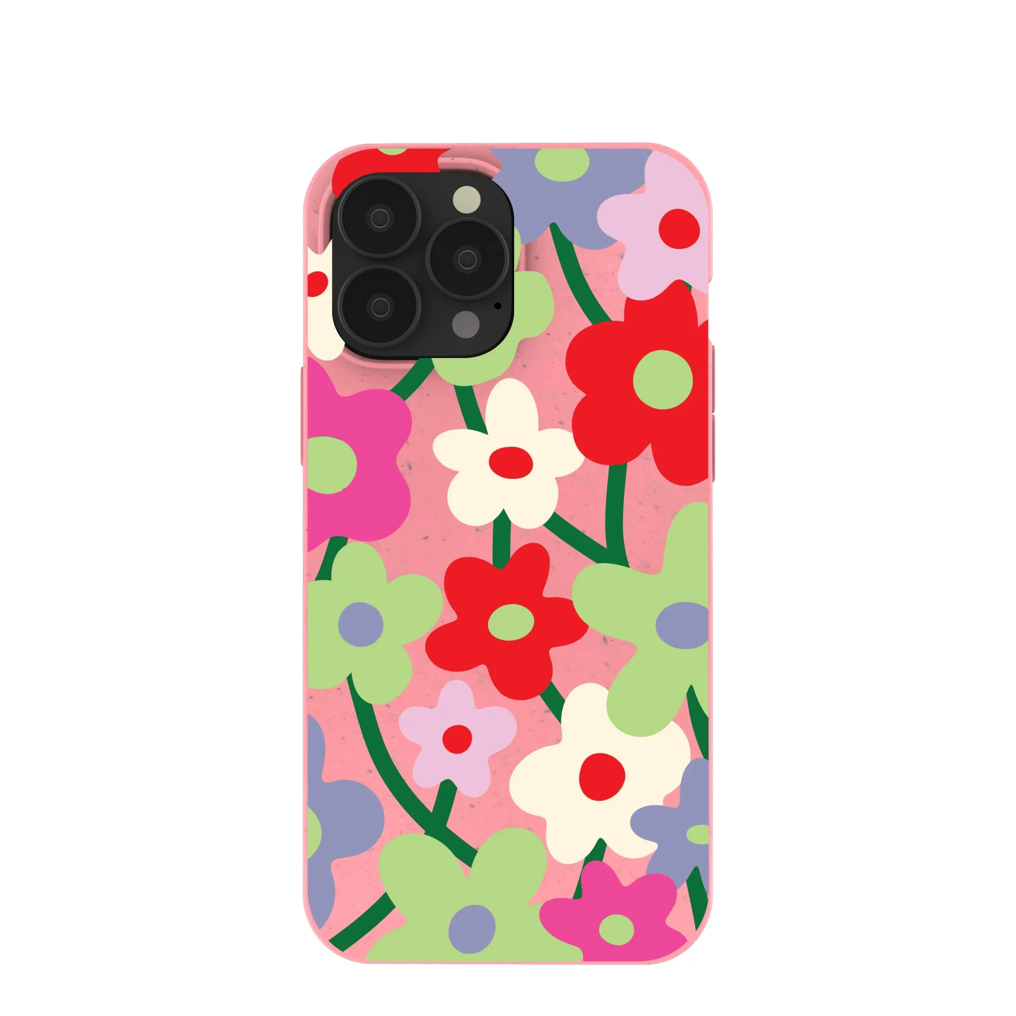 Matte Coating Finish Stylish frame Bubblegum Pink Poppy Flora iPhone 13 Pro Max Case