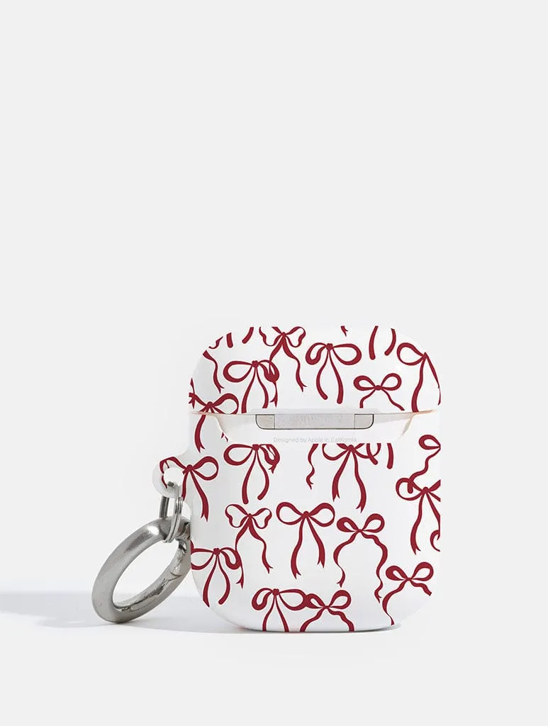 Charging Case Sleeve Burgundy Bows AirPods Case