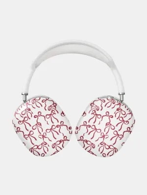 Burgundy Bows AirPods Max Case in Gloss shock absorbing silicone airpods case Luxury Audio Storage