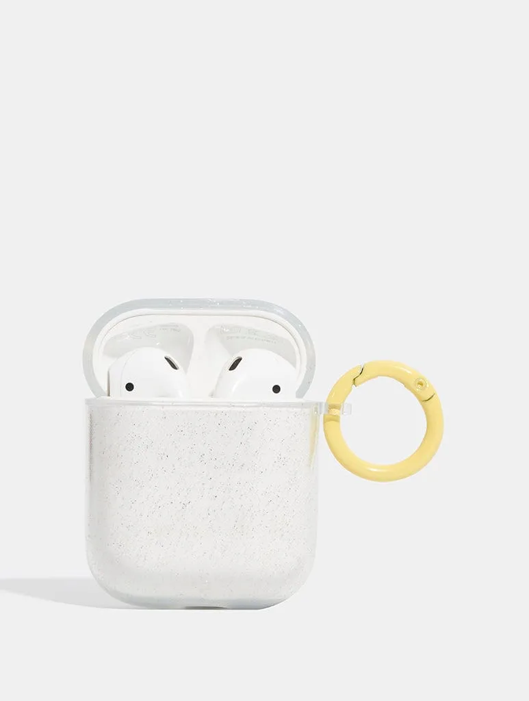 portable neon commuter leather airpods case Buttermilk Glitter AirPods Case