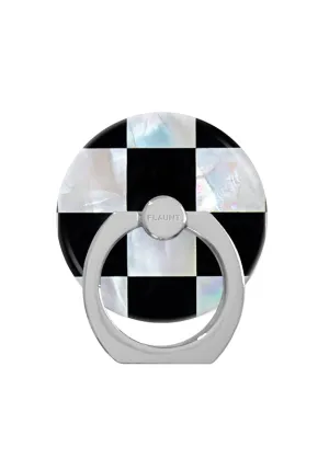 Spin Grip Ring Checkered Mother of Pearl Adhesive Phone Ring Stand