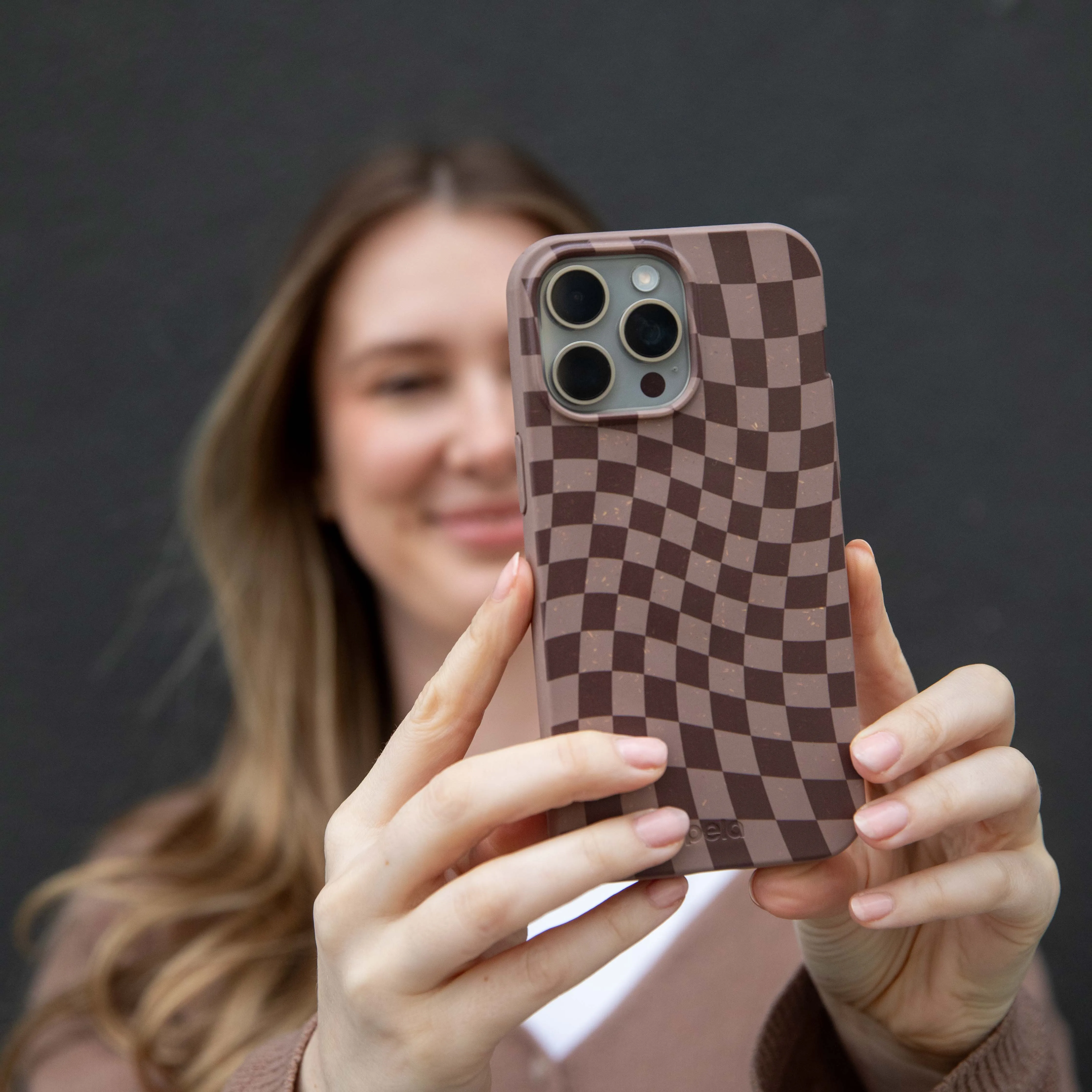 Water shield Hybrid Edge Finish Chocolate Brown Cafe Check iPhone Air Case