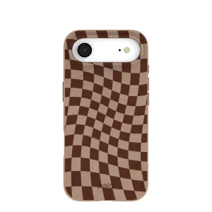 Chocolate Brown Cafe Check iPhone Air Case Reusable Material Stylish Layer Texture