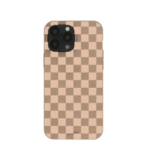 Chocolate Brown Latte Check iPhone 13 Pro Max Case Trendy Texture