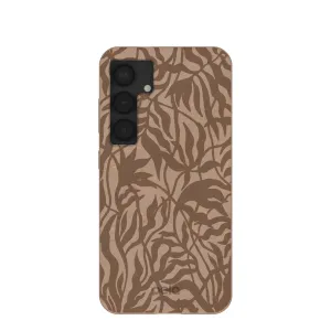 easy installation Chocolate Brown Rustic Leaves Samsung Galaxy S25 Case