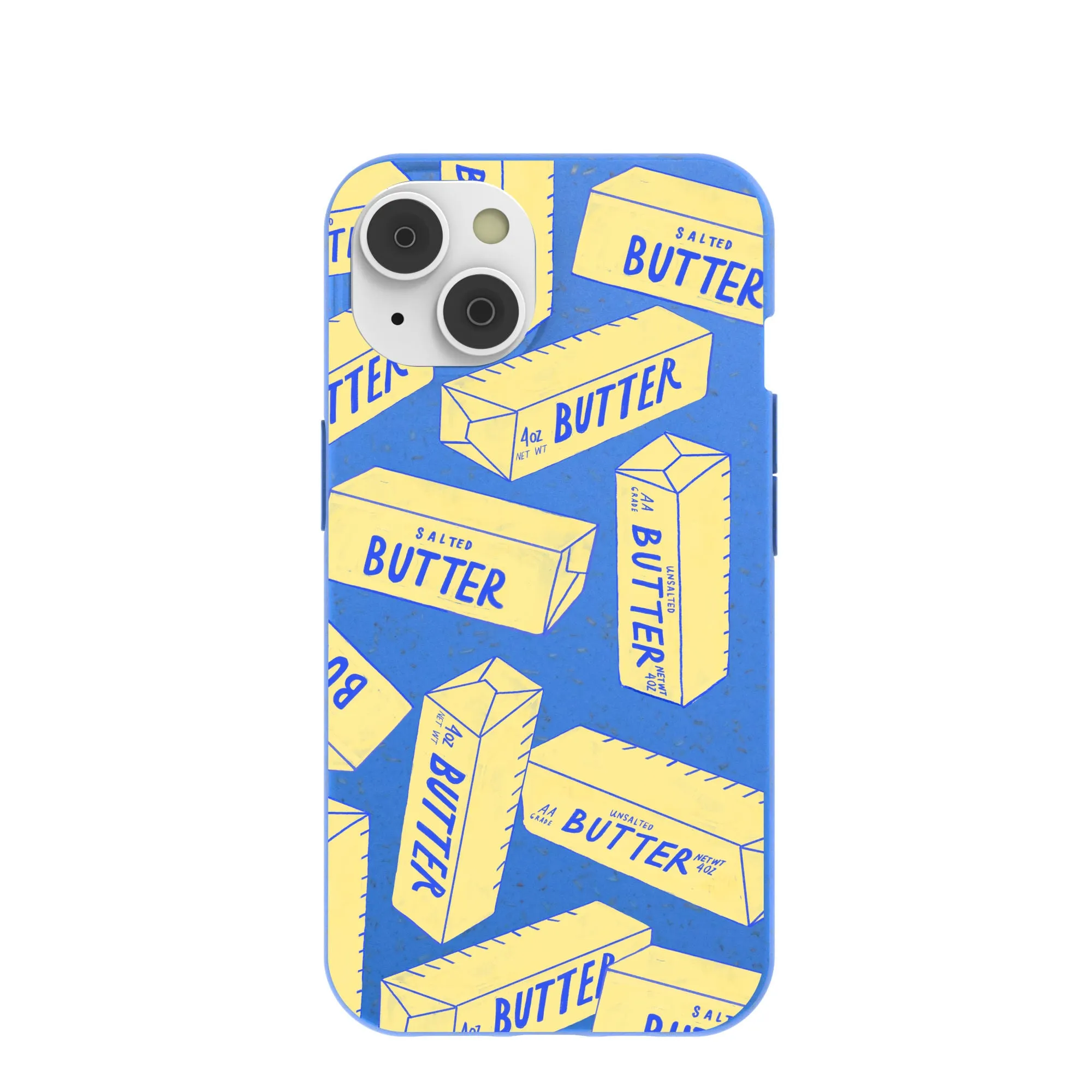 Electric Blue Butter Love iPhone 14/16e Case Polished Finish Texture