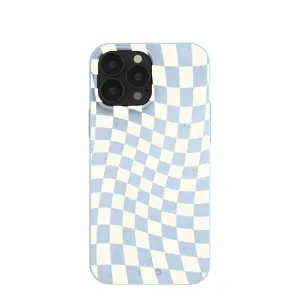 Hard Plastic Powder Blue Warped Checkers iPhone 13 Pro Max Case