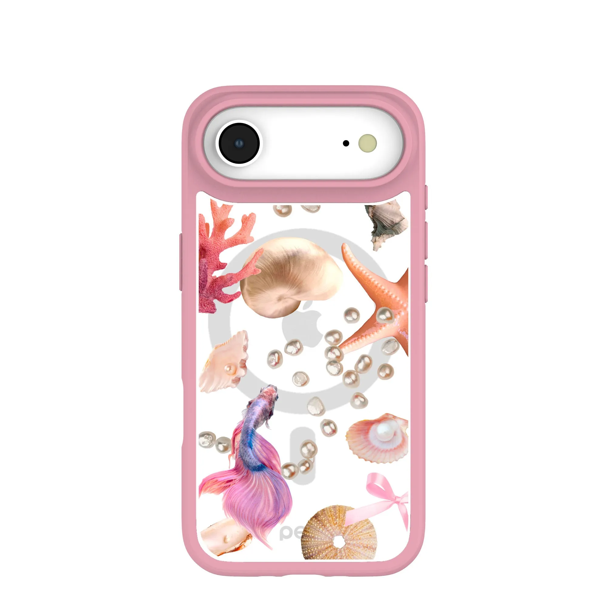 Color Finish Clear Aqua Dreams iPhone Air Case With Petal Pink Ridge (MagSafe included)